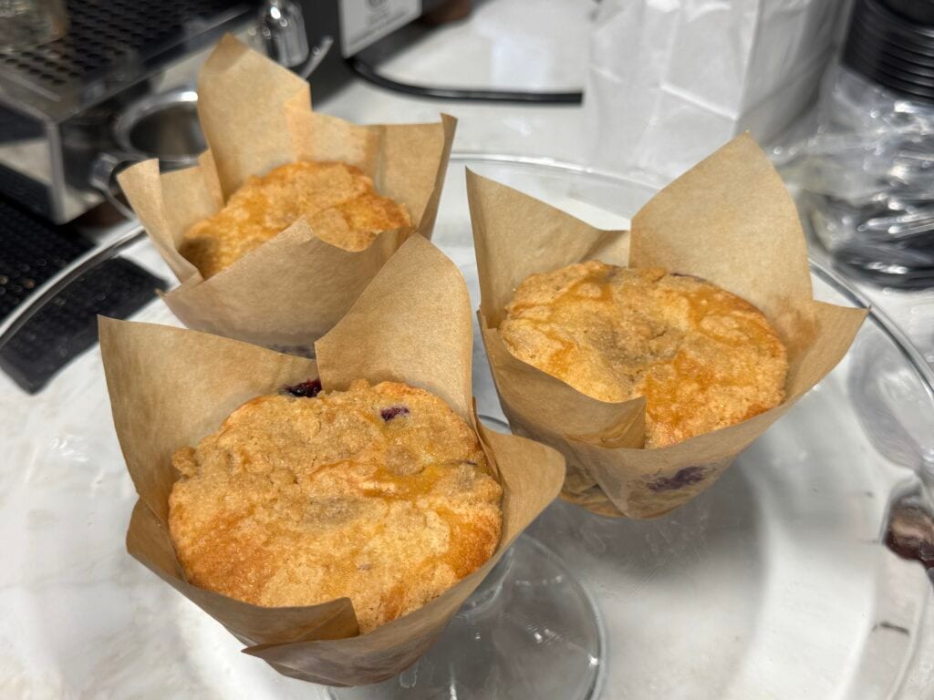 Fresh baked muffins in parchment paper